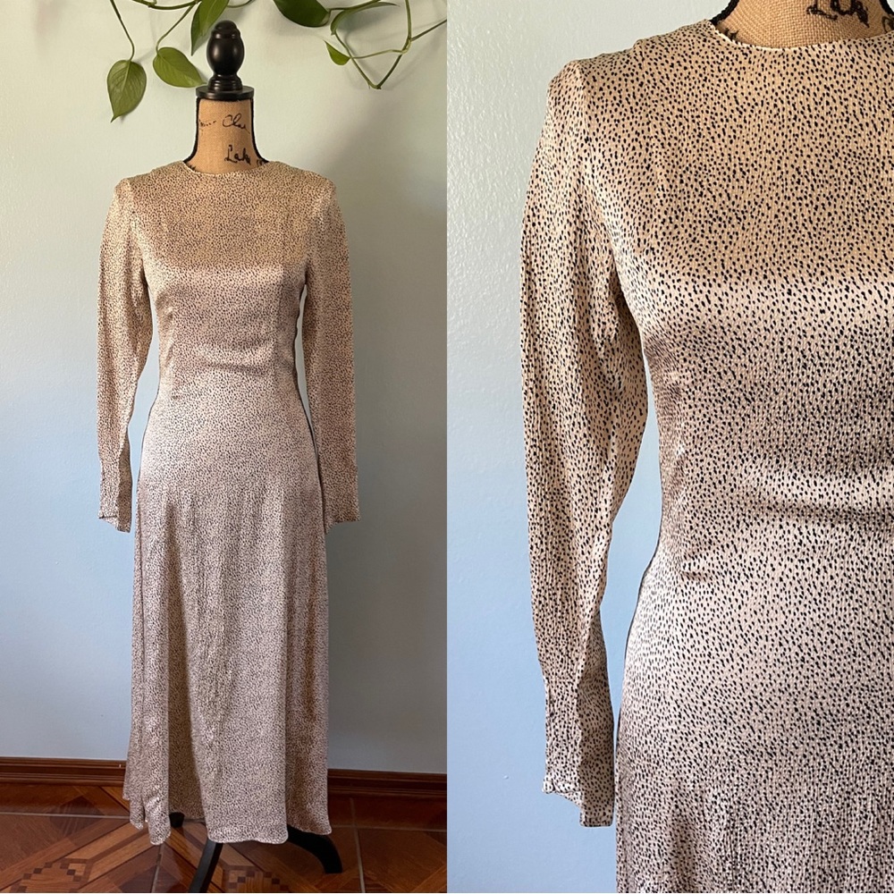 Zara Leopard Print Long Sleeve Dress